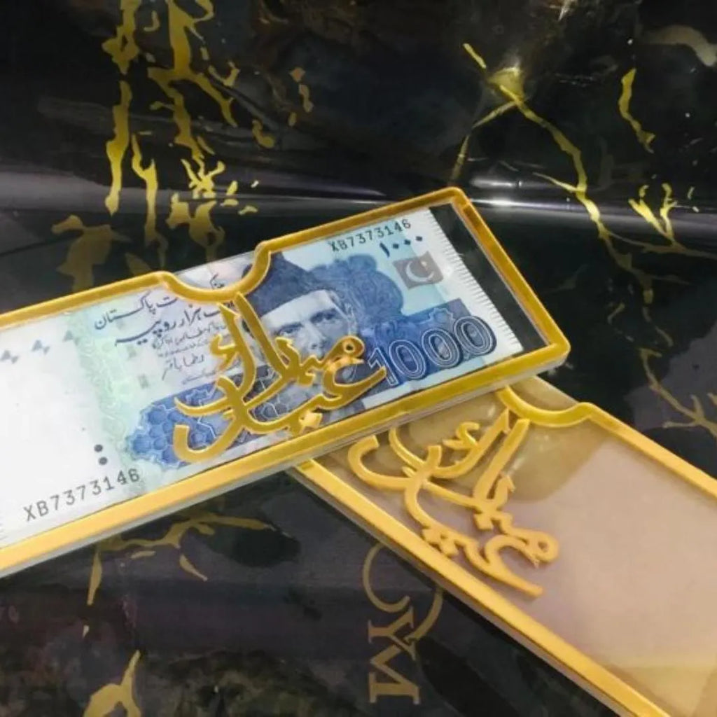 Luxury Acrylic Eidi Envelopes Gold 3Pc Set – Premium Reusable Eid Money Holder